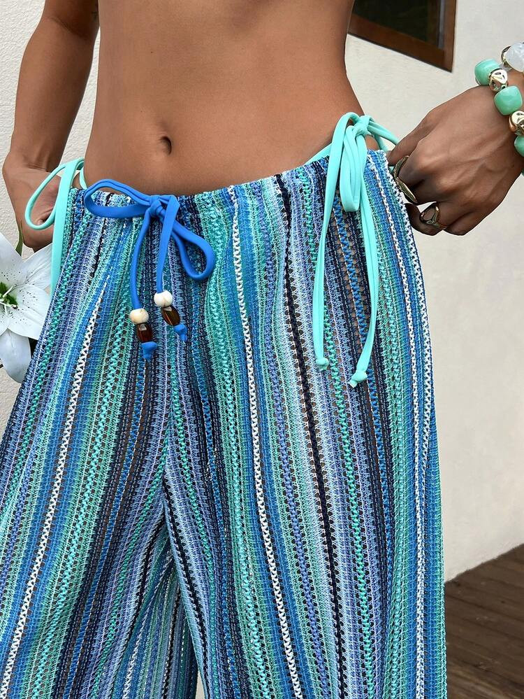 Opulessa Women's Light Blue Beach Vacation Cover-Up Pants For Vacation Summer Tropical Boho | SHEIN