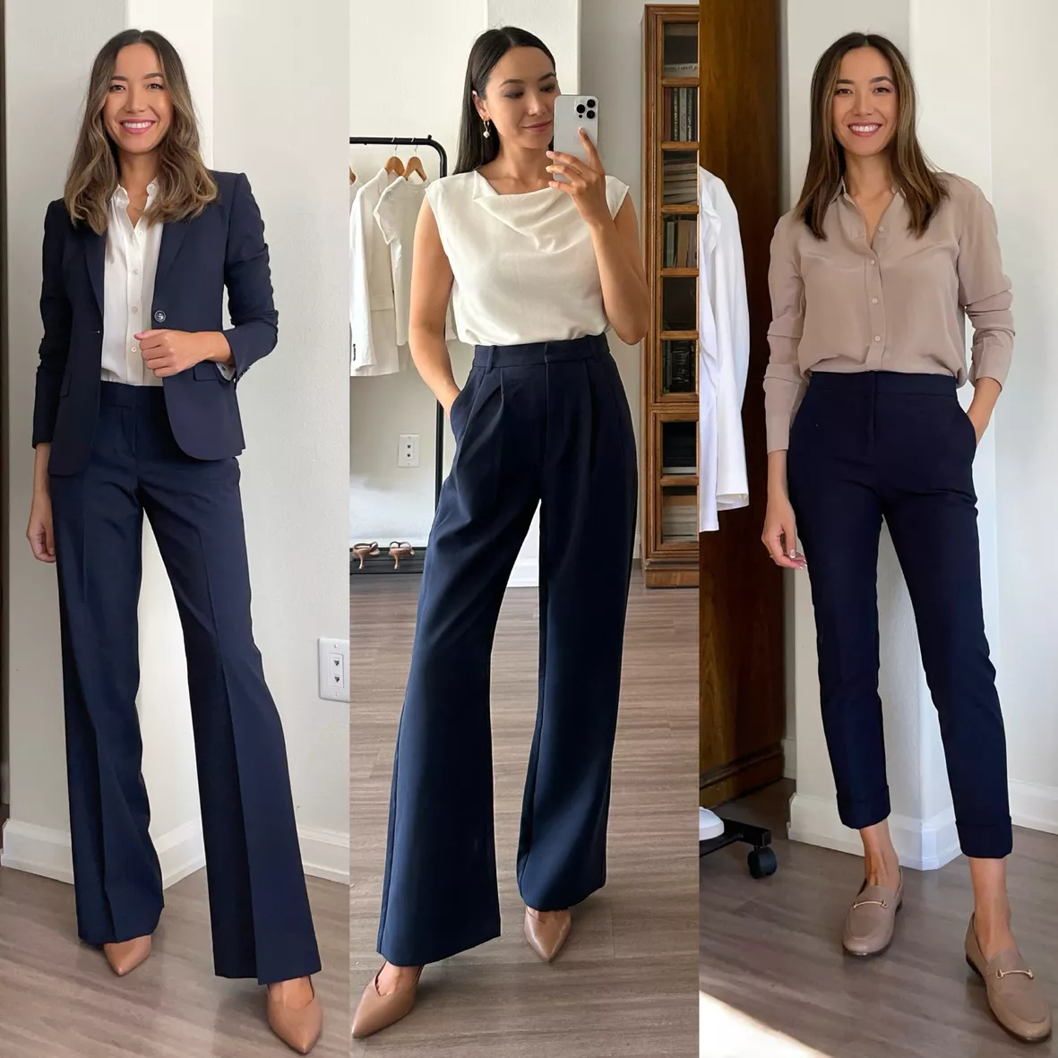 Navy Dress Pants with Navy Pants Smart Casual Fall Outfits For