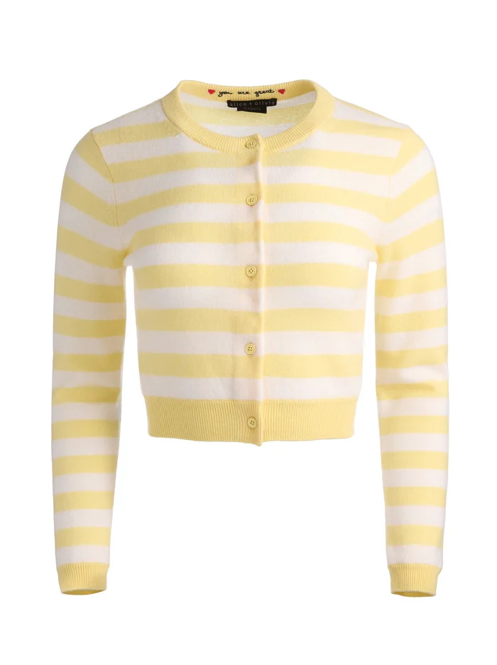 DOLLIE STRIPED CASHMERE CARDIGAN | Alice + Olivia