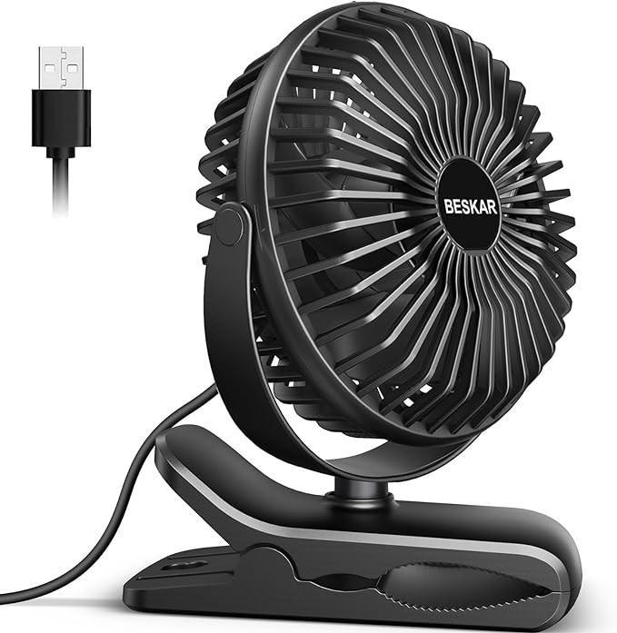 BESKAR Small Clip on Fan, 3 Speeds USB Fan with Strong Airflow, Clip & Desk Fan USB Plug in with ... | Amazon (US)