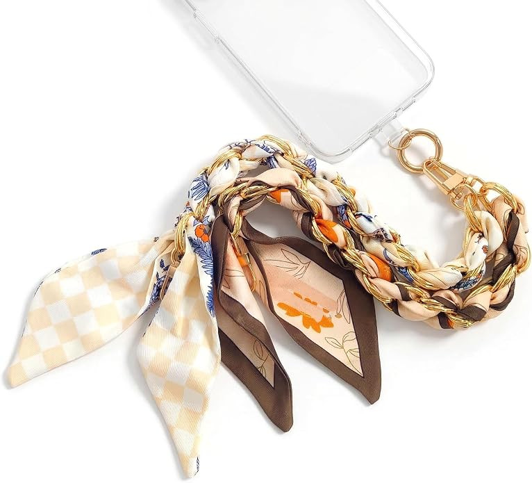 AGEN KGEN Phone Charms with Scarf Gold Metal Phone Lanyard Wrist Strap | Amazon (US)