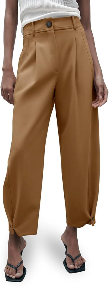 Cicy Bell Womens Casual Dress Pants High Waisted Button Work Office Pleated Trousers with Pockets | Amazon (US)