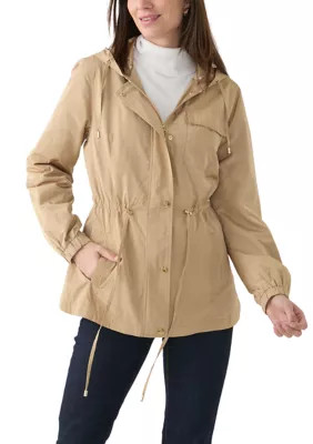 Kim Rogers Women's Long Sleeve Hooded Anorak Jacket, Tan, X-Large | Belk