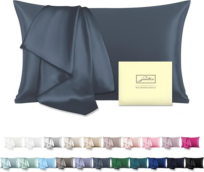 Mulberry Silk Pillow Cases Standard Size Silk Pillowcase with Zipper Soft Breathable Smooth Cooli... | Amazon (US)