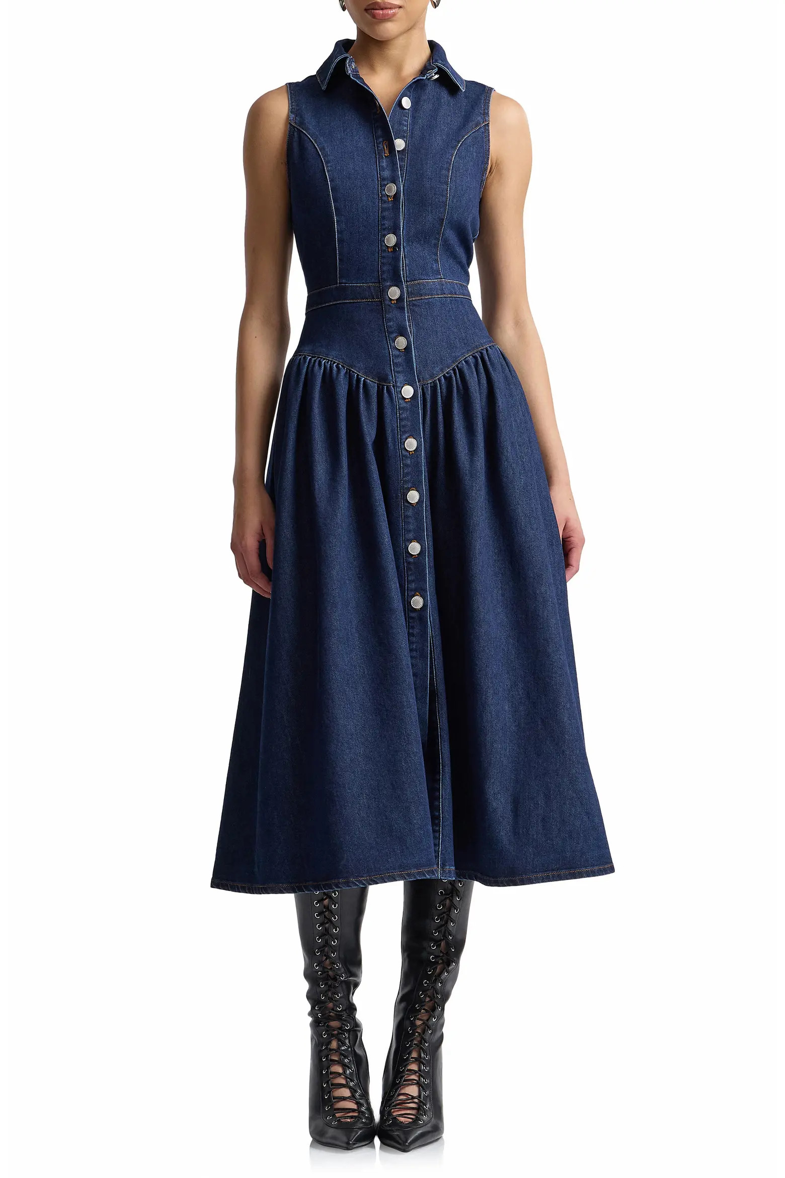 Avec Les Filles Sleeveless Denim Midi Dress (Women) | Nordstrom | Nordstrom