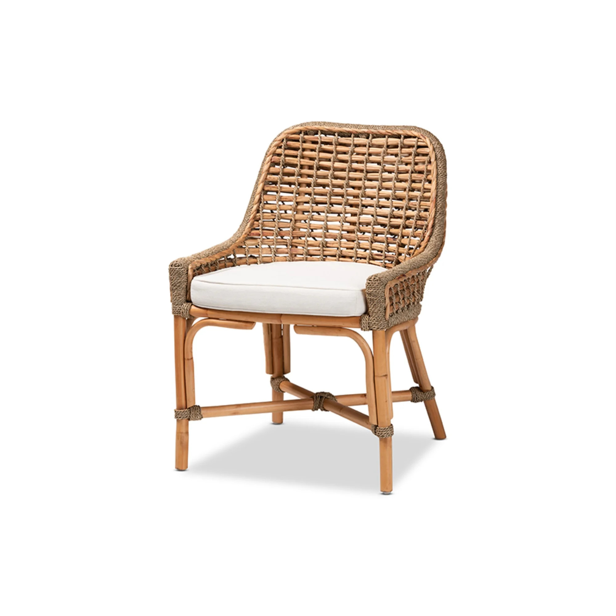 Baxton Studio Kyle Modern Bohemian Natural Brown Woven Rattan Dining Side Chair With Cushion - Wa... | Walmart (US)