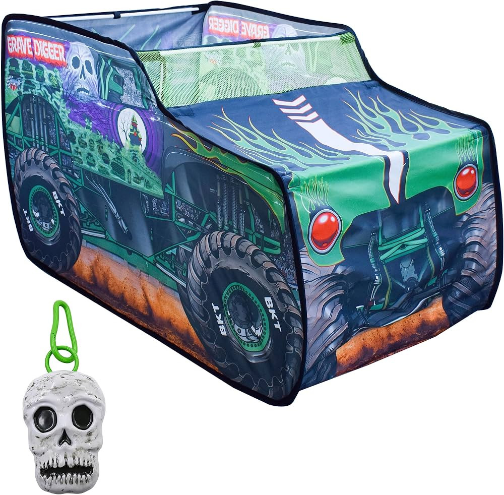 Monster Jam Grave Digger Pop Up Tent for Kids, Monster Truck Playhouse with Removable Skull Key F... | Amazon (US)