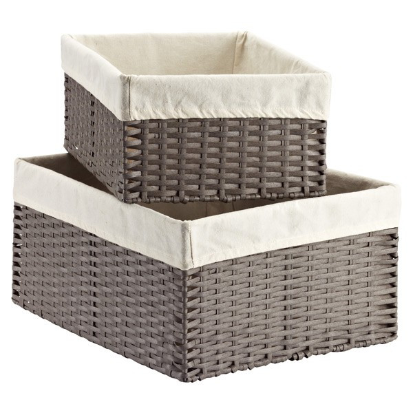 Medium Montauk Rectangular Bin Grey | The Container Store