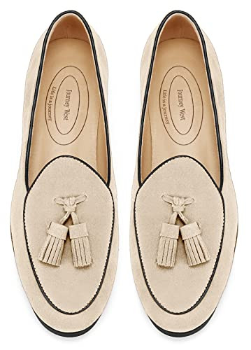 Journey West Suede Tassel Loafer for Women Slip-on Belgian Penny Loafers Shoes for Women US 9.5 | Amazon (US)