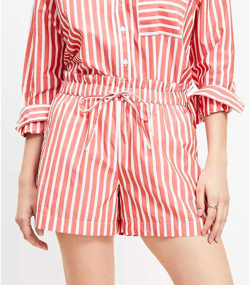 Breezy Shorts in Striped Poplin | LOFT