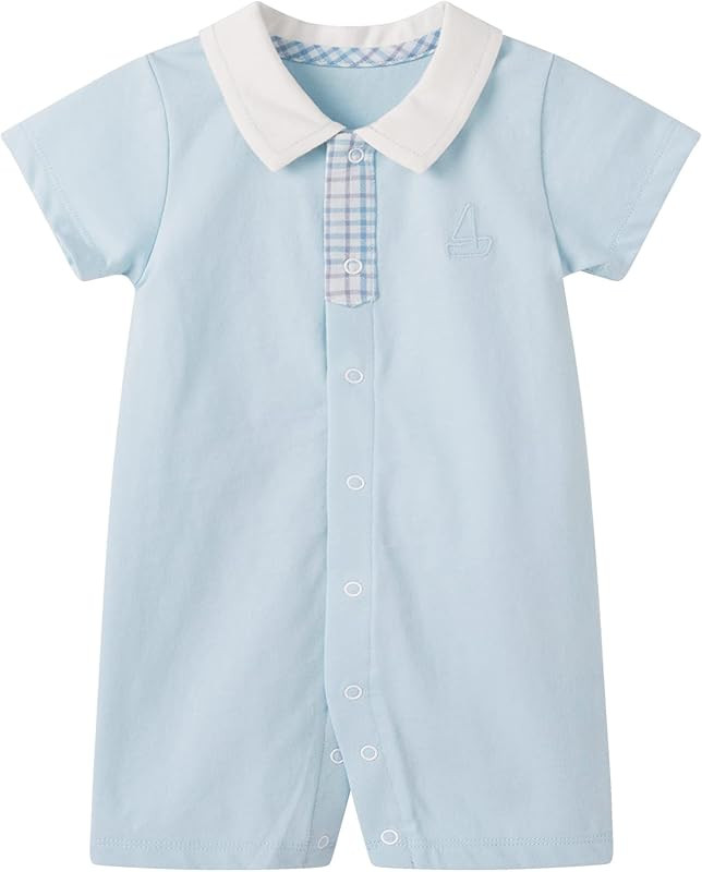 pureborn Baby Boys Girls Nautical Romper One-Piece Beach Outfit Summer Clothes 0-24 Months | Amazon (US)
