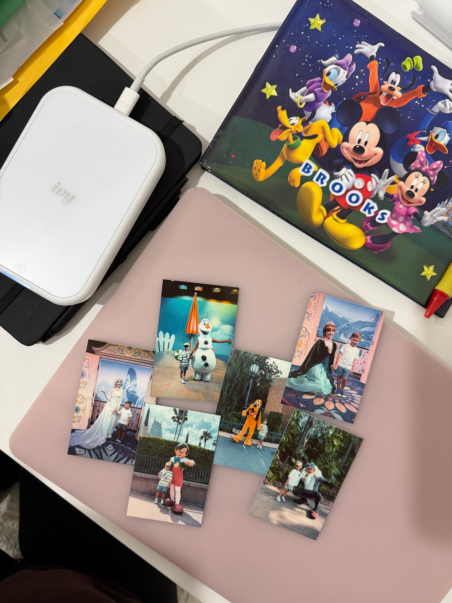 Disney character signing book + photo printer