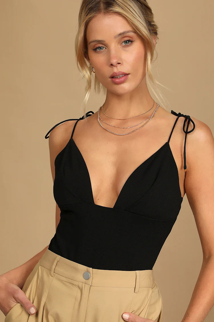 Hot Nights Black Tie-Strap Bodysuit | Lulus (US)