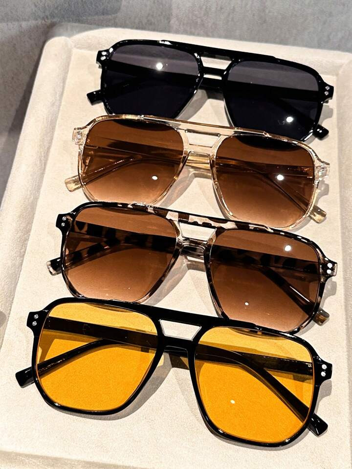 4pcs Women Plastic Pilot Frame Multicolor Street Style Classic Modern Simple Style Shades Basics Fall Winter All-Match Fashion Eyeglasses Combination For Street-Photography Beach Party Tropical Beach Vacay Suitable For All Face Shapes Decoration | SHEIN