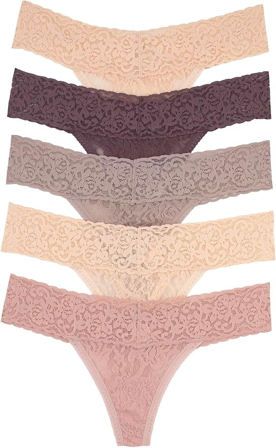 Felina Stretchy Lace Low Rise Thong - Sexy Underwear for Women, Thongs for Women, Seamless Pantie... | Amazon (US)