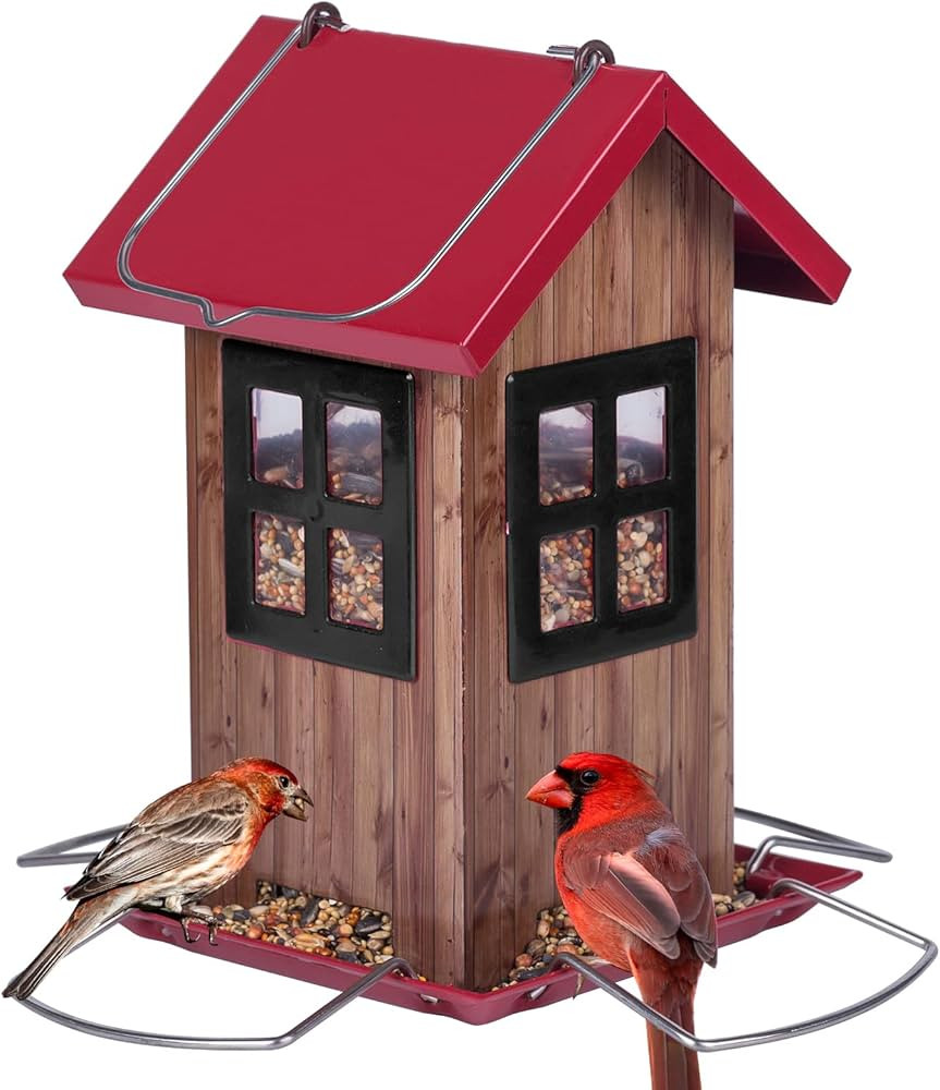 Kingsyard Cute Bird House Feeders for Outside, Hanging Metal Bird Feeder with 4 Ports, Outdoor Ga... | Amazon (US)