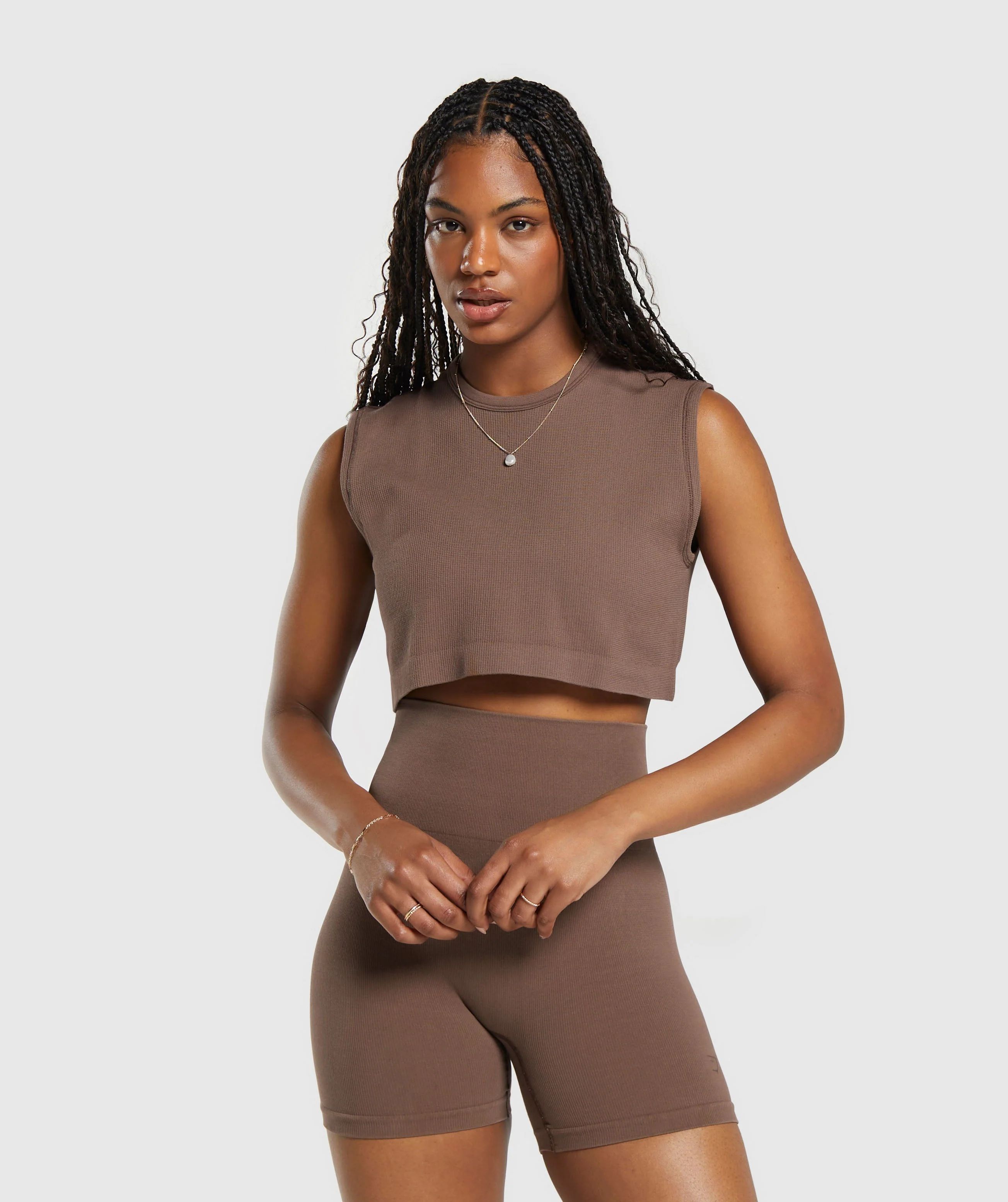 Gymshark Ribbed Cotton Seamless Tank - Soft Brown | Gymshark US