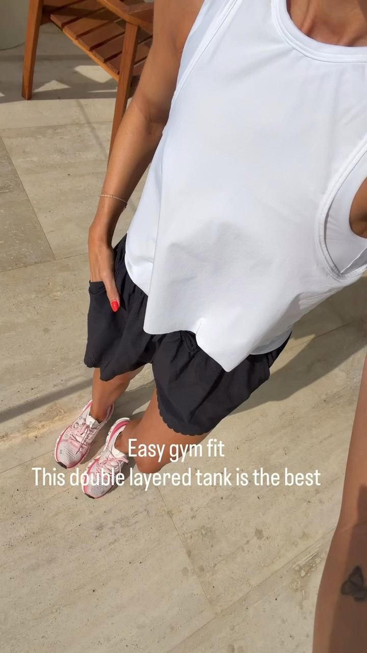 A lightweight workout tank with a built-in bra keeps you cool and supported through every workout. I'm wearing size S in shorts and XS in tank. Shorts on sale for $17.

#LTKSaleAlert #LTKootd #LTKActive