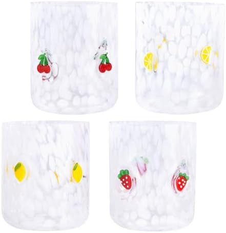 4 PCS 14 Ounce Icon Juice Glasses,Anthropology Glass Cups,Juice Drinking Cups,Four Patterns,Stron... | Amazon (US)