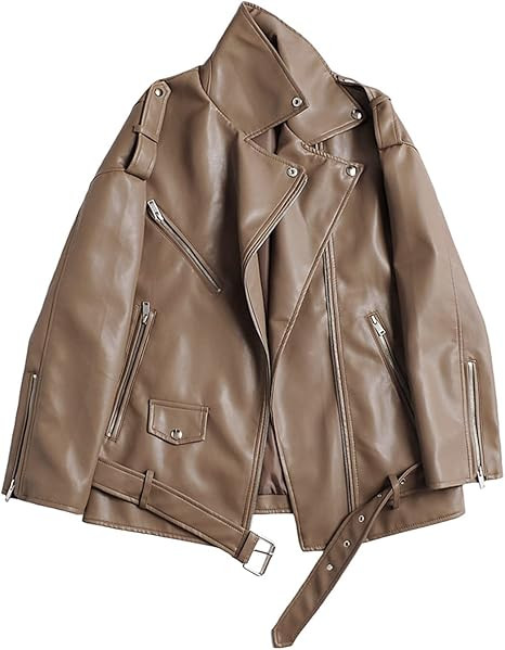 LY VAREY LIN Women Faux Leather Jacket Lapel Collar Motorcycle Zip Up Long Sleeve Motor Biker Sho... | Amazon (US)