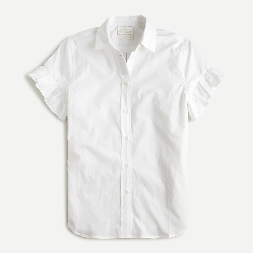 Classic-fit lightweight cotton poplin ruffle-sleeve shirt | J. Crew US