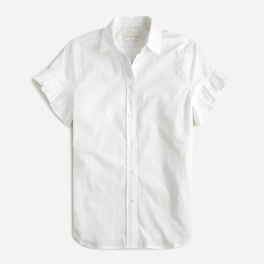 Classic-fit lightweight cotton poplin ruffle-sleeve shirt | J.Crew US