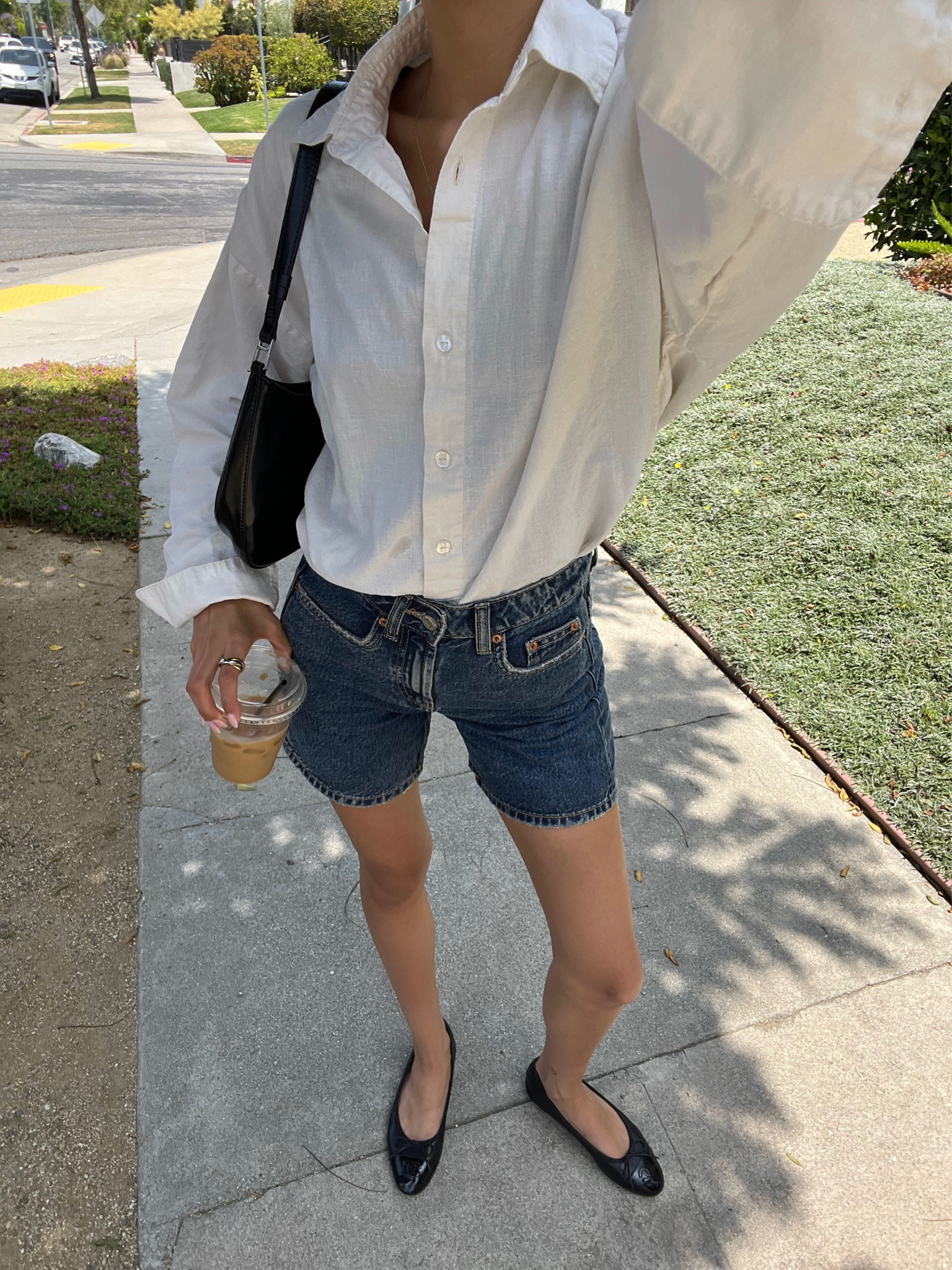 White Linen Boyfriend Button Down - (available in different color on Barebycharlieholiday.com) Linked similar ones that I would wear too! 
Shorts - Zara 
Shoes - Chanel 

#LTKStyleTip #LTKWorkwear #LTKFindsUnder100