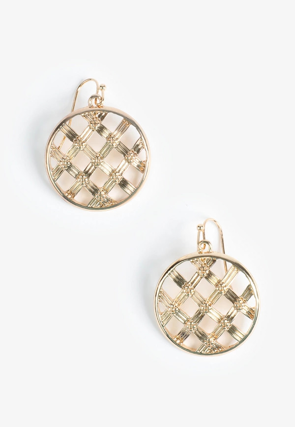 Gold Basket Weave Drop Earrings | Maurices