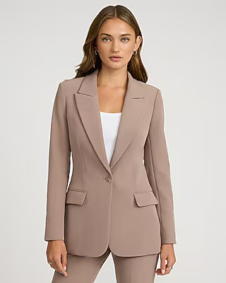 Studio Stretch Twill Long Slim Blazer | Express