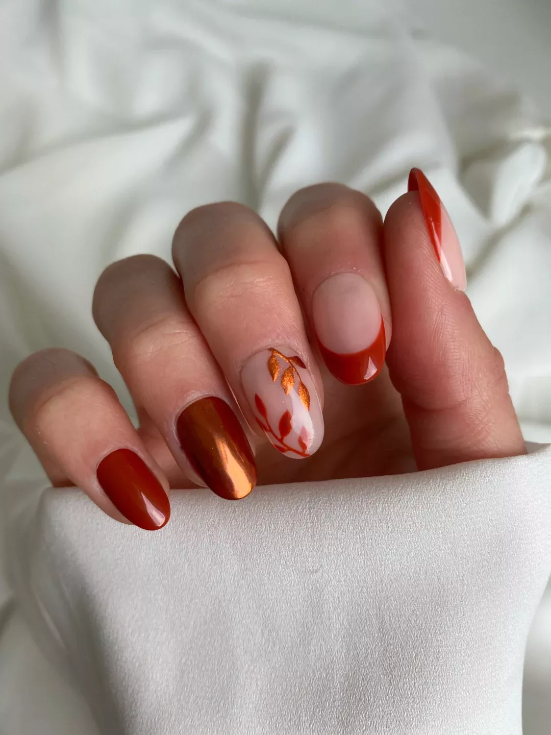 Gold Foil Fall Press on Nails  Fall Nail Designs with Leaves