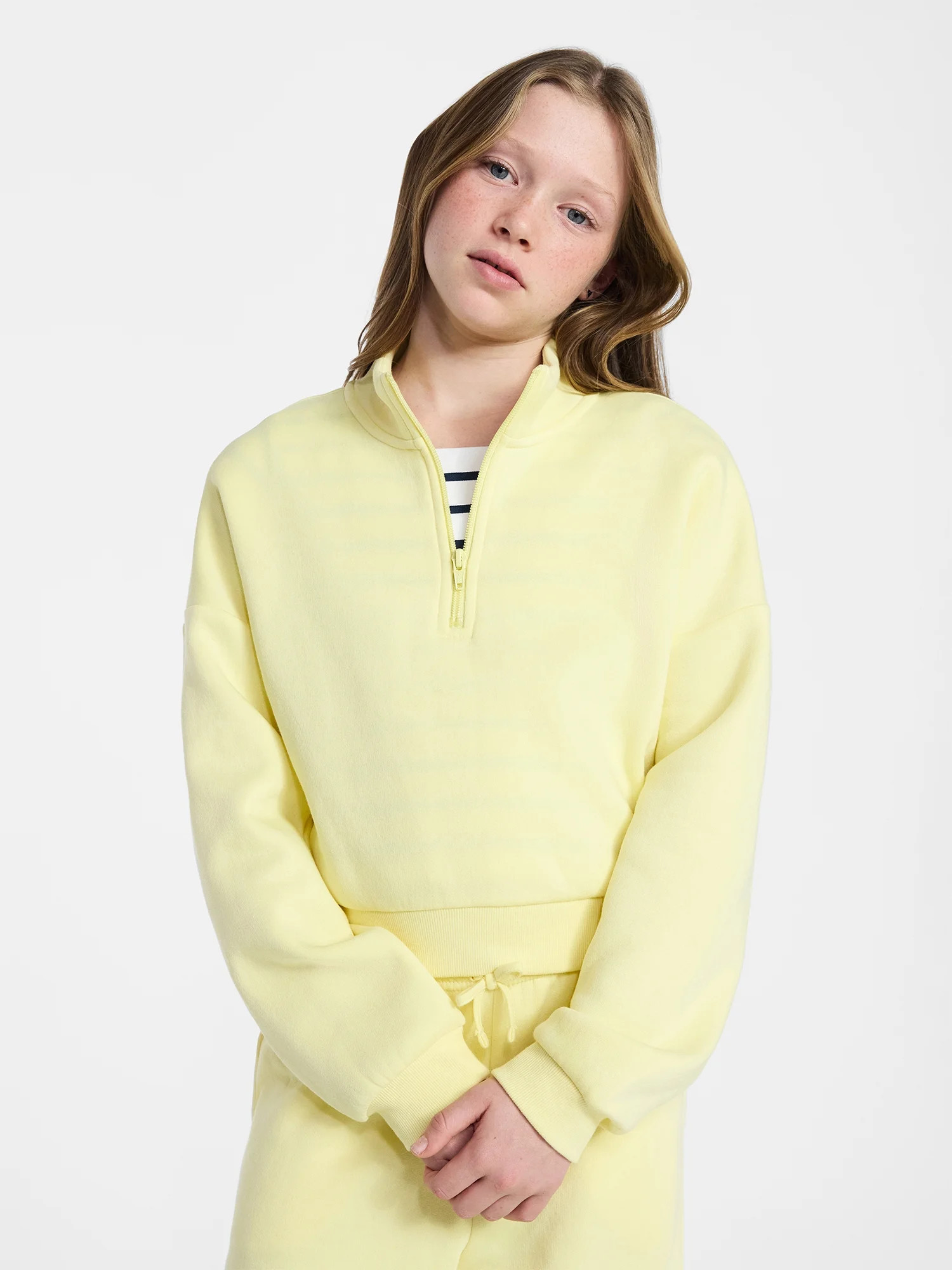 Weekend Academy Girls Fleece Quarter Zip Sweater, Sizes 4-18 | Walmart (US)
