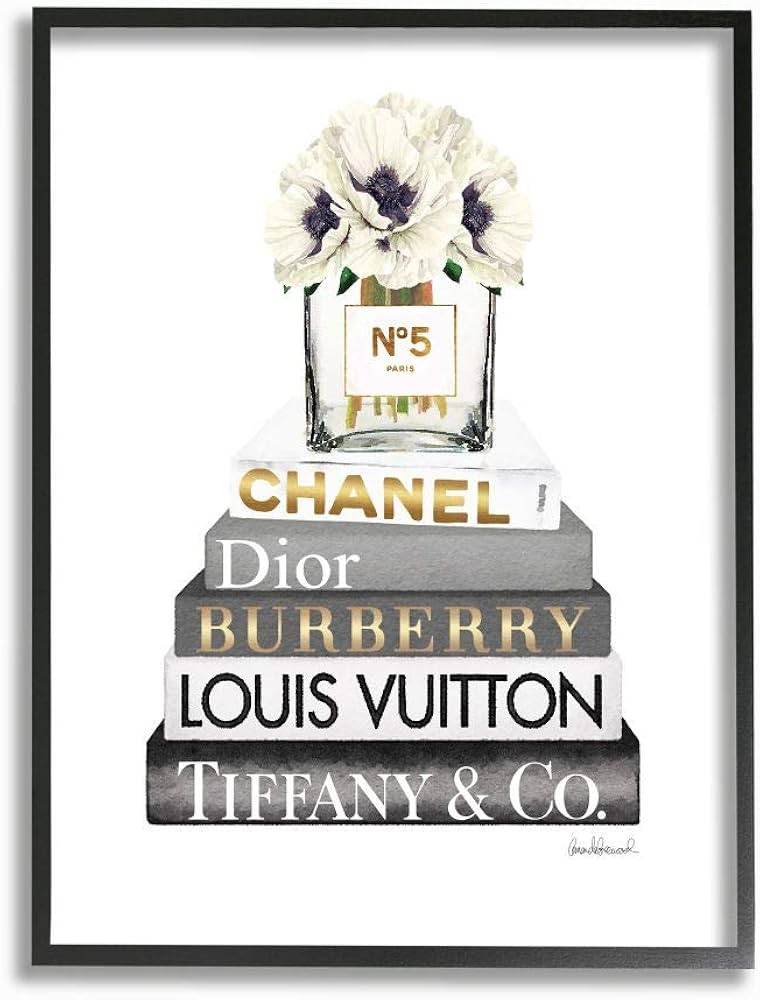 Stupell Industries Blooming White Floral Display on Glam Designer Bookstack Wall Art, 11 x 14, Bl... | Amazon (US)