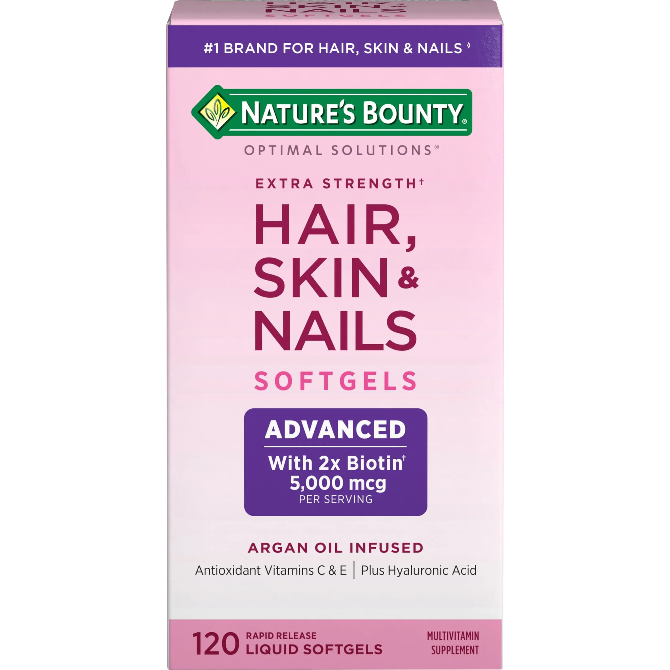 Nature's Bounty Optimal Solutions Advanced Hair, Skin and Nail Biotin & Vitamins A, C, & E, Women... | Walmart (US)