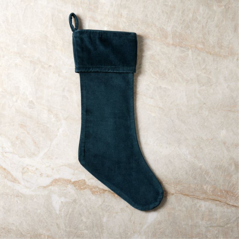 Flake Sapphire Blue Velvet Christmas Stocking | CB2 | CB2