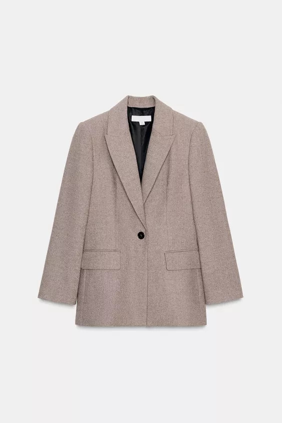 HERRINGBONE WOOL BLAZER | Zara Canada
