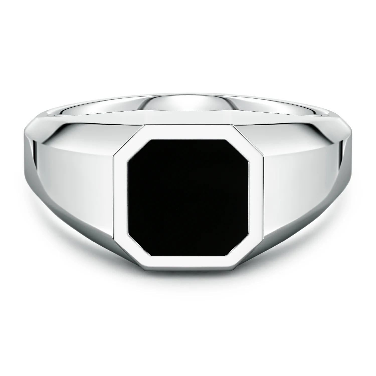 Square Emerald-Cut Black Onyx Men's Octagon Signet Ring | Angara Inc.