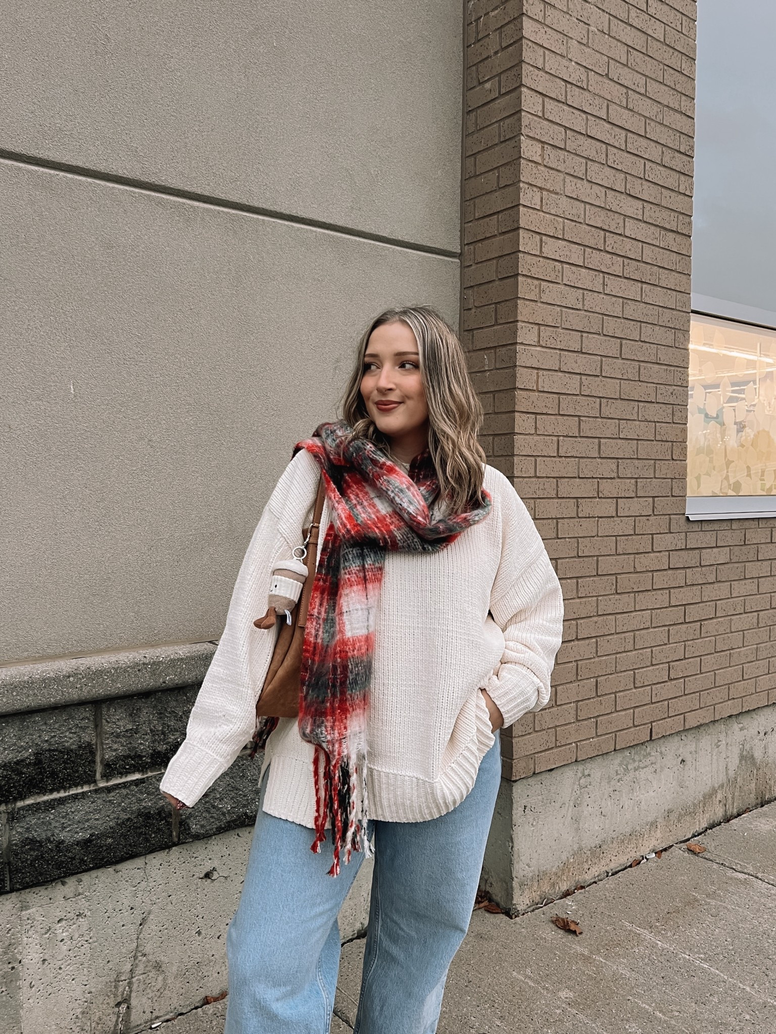 Super soft chenille sweater, wearing my usual size L. Wearing 32 in the jeans, my all time fave style! Linked similar festive plaid scarves 

#LTKwinter #LTKmidsize #LTKstyletip