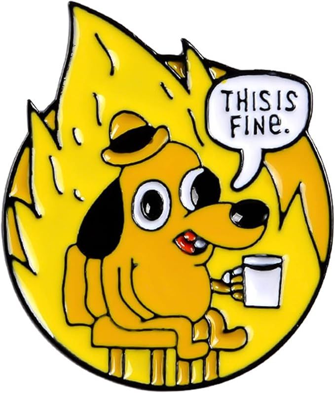 Pugest Niche Enamel Pins Funny Pins - This Is Fine Dog Pins, Unique Anime Pin, Cute Coffee Tea Pi... | Amazon (US)