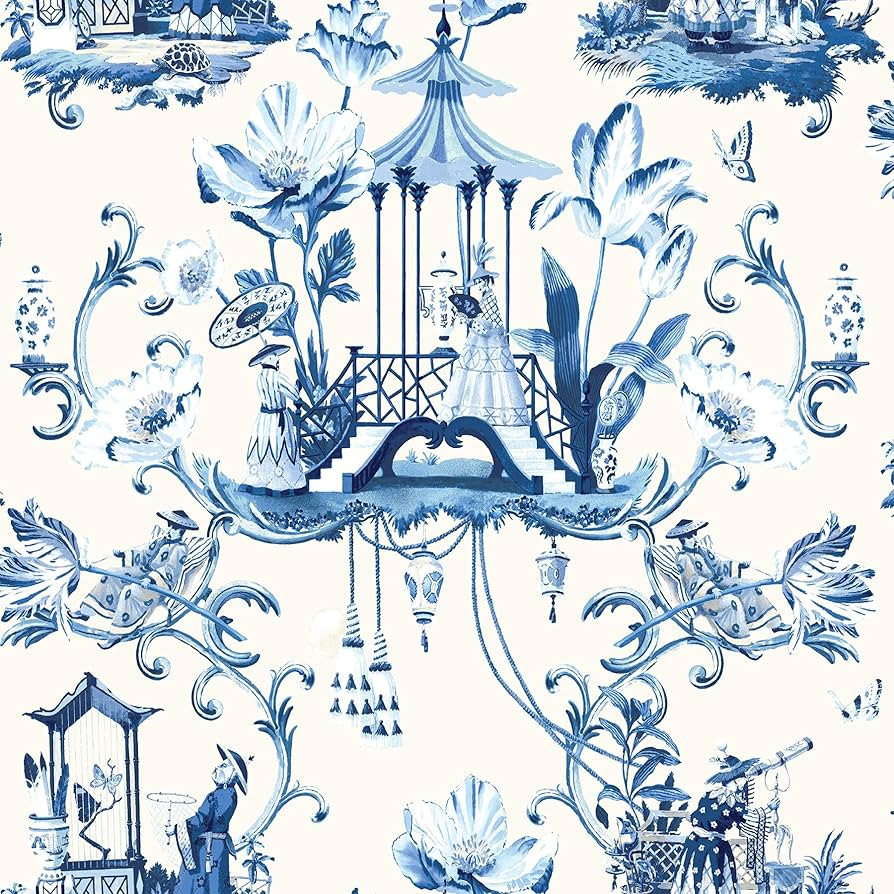 Harrison Howard - Peel and Stick Wallpaper, Chinoiserie Wallpaper for Bedroom, Powder Room, Kitch... | Amazon (US)