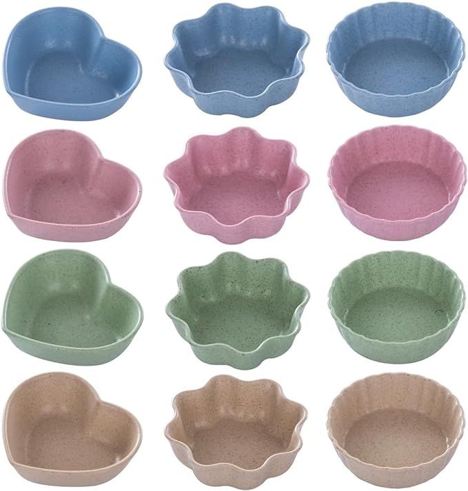 12Pack Dipping Bowls Soy Sauce Dishes Kit Wheat Straw Plates Tasting Dishes Multi-Color Variety S... | Amazon (US)