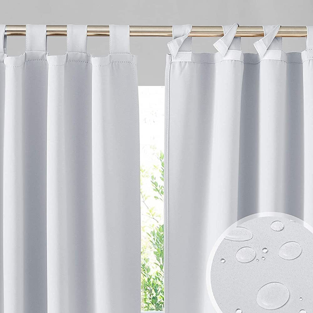 RYB HOME White Curtains Outdoor 2 Panels - Detachable Top 100% Privacy Waterproof Blackout Curtains  | Amazon (US)