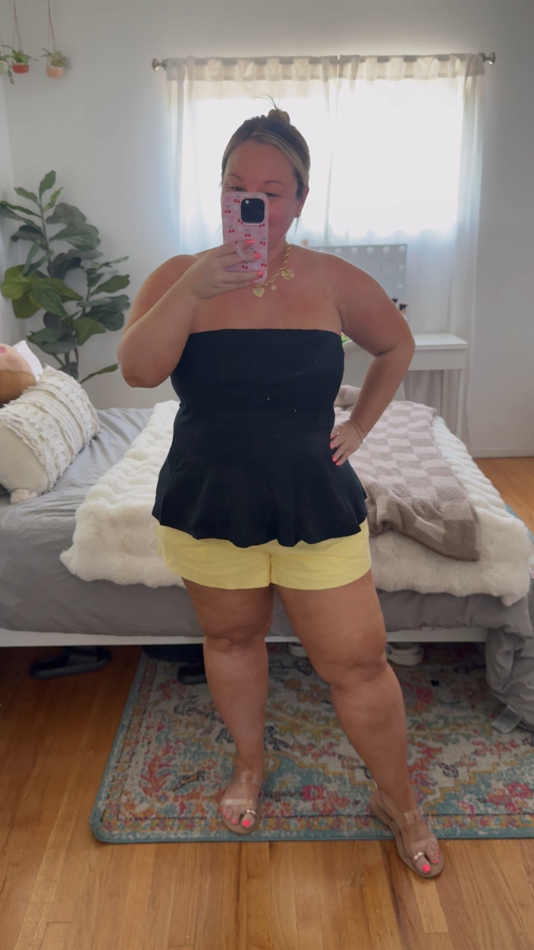 Abercrombie sale code AFSUMMER for added discount! 
Peplum top size XL (could do a large for a more snug fit and to go braless FYI) 
Has removable staples and a gripper at the top of the bust and a side zip 
Shorts size 32 curve love 

Summer style, summer outfit, travel style, resort wear, casual outfit, linen top, linen shorts, butter yellow 

#LTKMidsize #LTKPetite #LTKSaleAlert 

#LTKOver40 #LTKSaleAlert #LTKMidsize