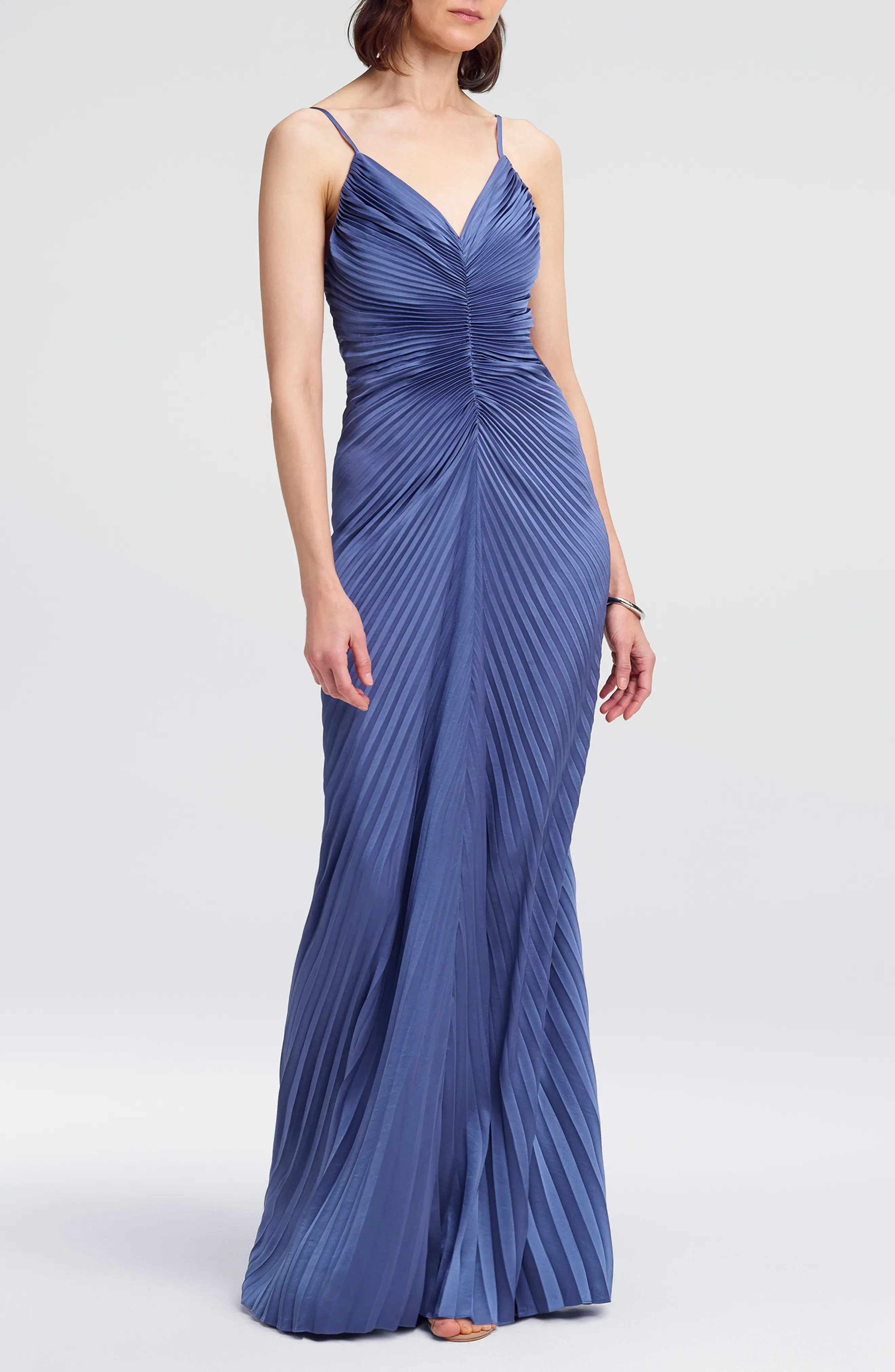 A.L.C. Genevieve Pleated Gown in Ash Blue at Nordstrom, Size 2 | Nordstrom