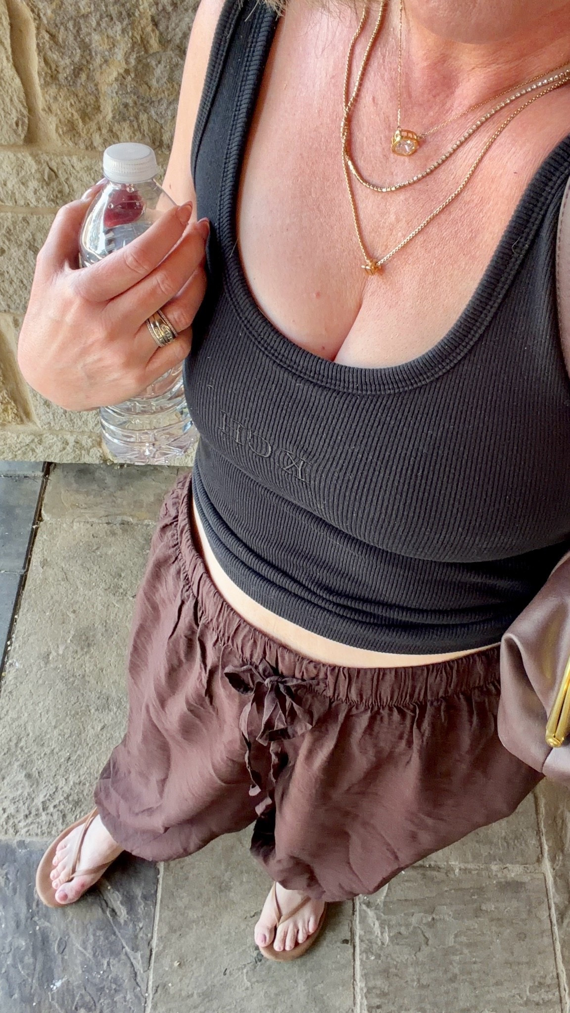 I love these Walmart pants that look so high-end! I get a size medium. The tank has a built-in bra so I size down to a small.

#LTKCon #LTKPetite #LTKOver40