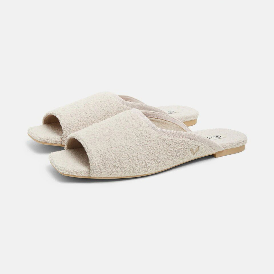 Square-Toe Fluffy Slides | VIVAIA