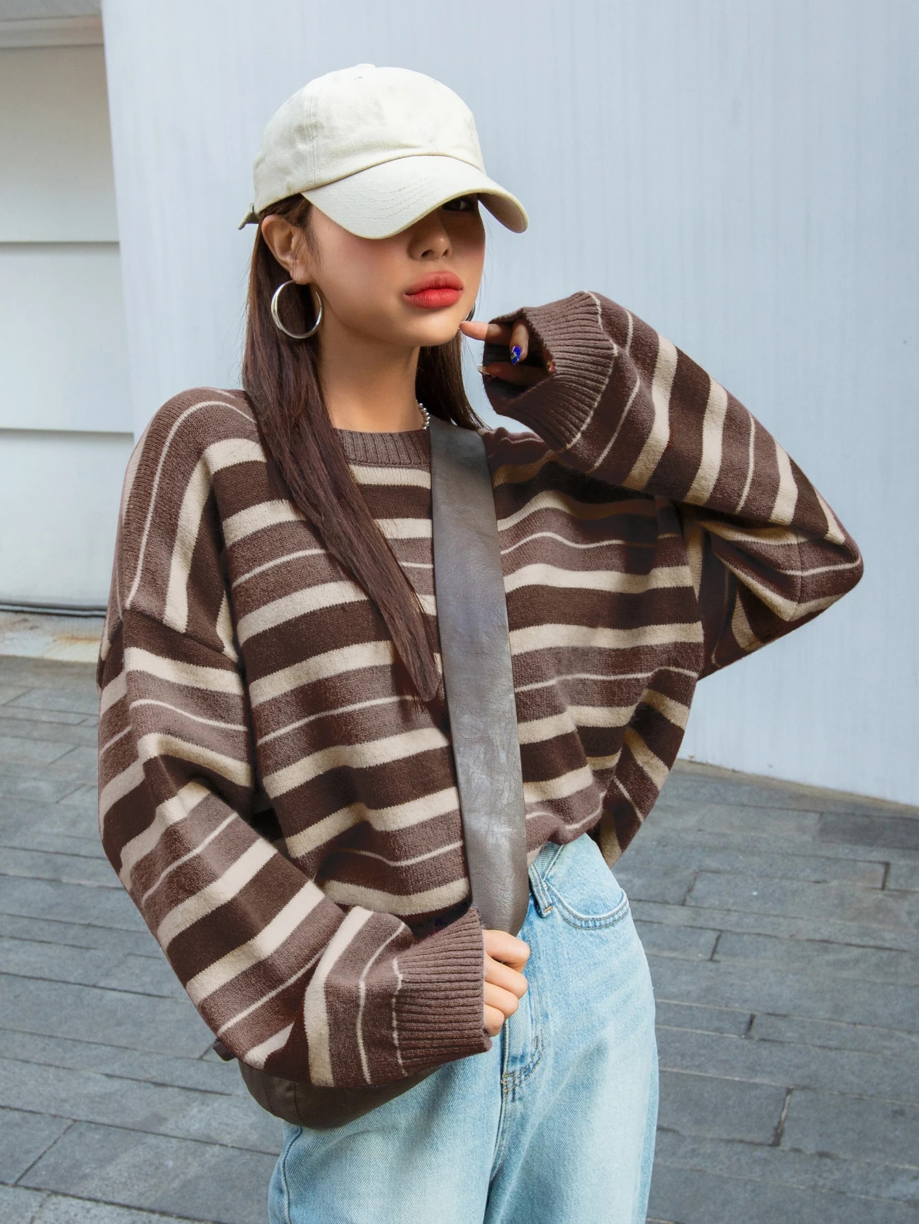 DAZY Color-block Stripe Pattern Drop Shoulder Sweater | SHEIN