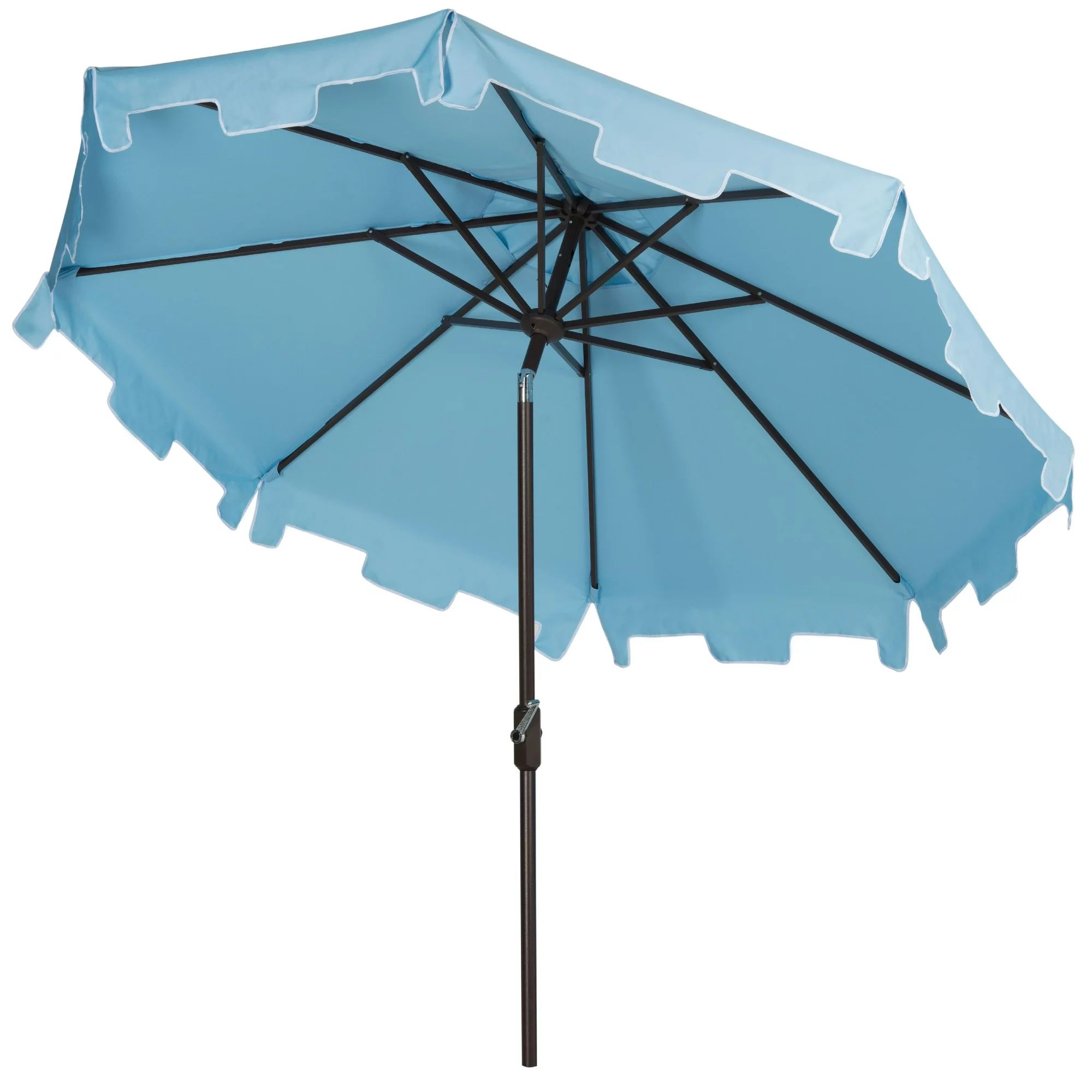 Safavieh Zimmerman 9' Market Crank UV Resistant Patio Umbrella, Blue | Walmart (US)