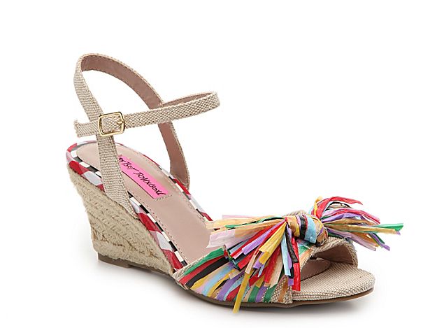 Betsey Johnson Lizzie Espadrille Wedge Sandal - Women's - Beige/Multicolor | DSW