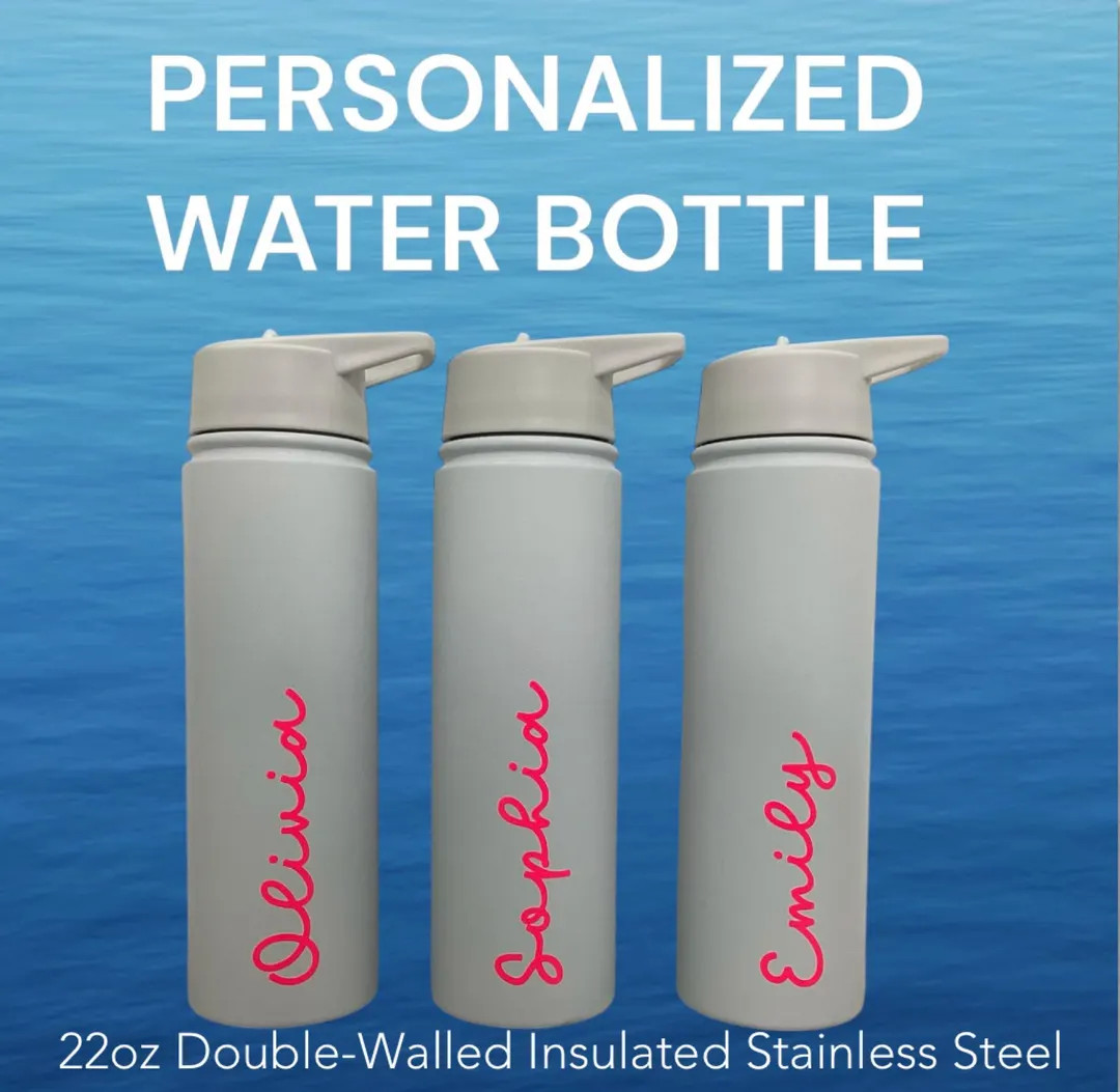 Personalized Insulated White Metal Water Bottle,customtumbler,beach Inspired,bridesmaids,tropical... | Etsy (US)