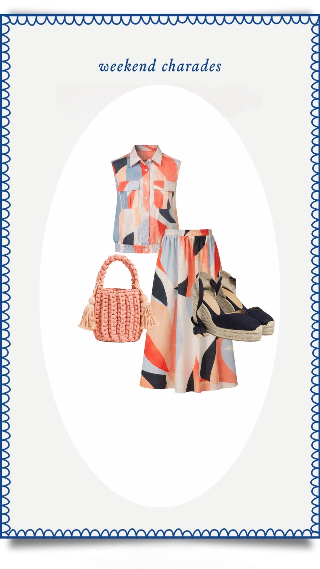 The perfect spring outfit 2026 and spring outfits for women. The mid skirt and matching top are so chic, along with this spring bucket bag and navy espadrilles.

#LTKSeasonal #LTKgrwm #LTKootd